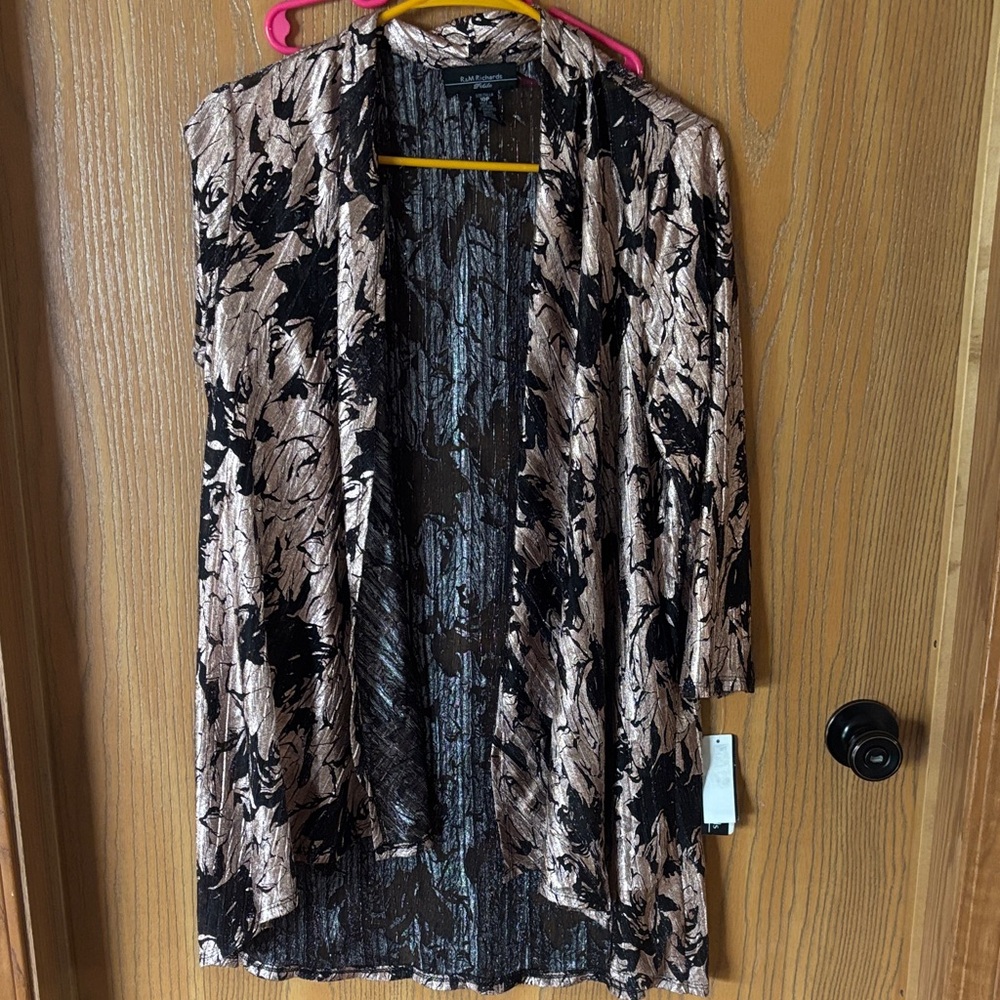 R & M Richards Black and Tan Cardigan